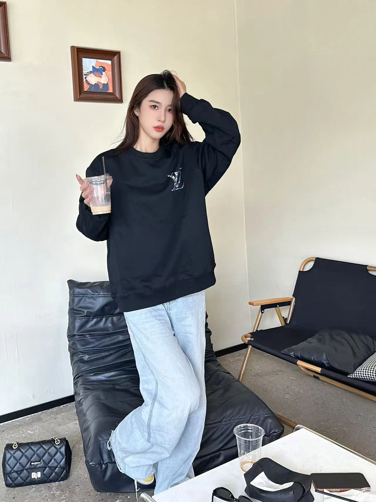 Louis Vuitton/Louis Vuitton small label presbyopic round neck sweatshirt